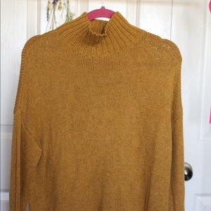 Yellow Turtleneck Knit Sweater